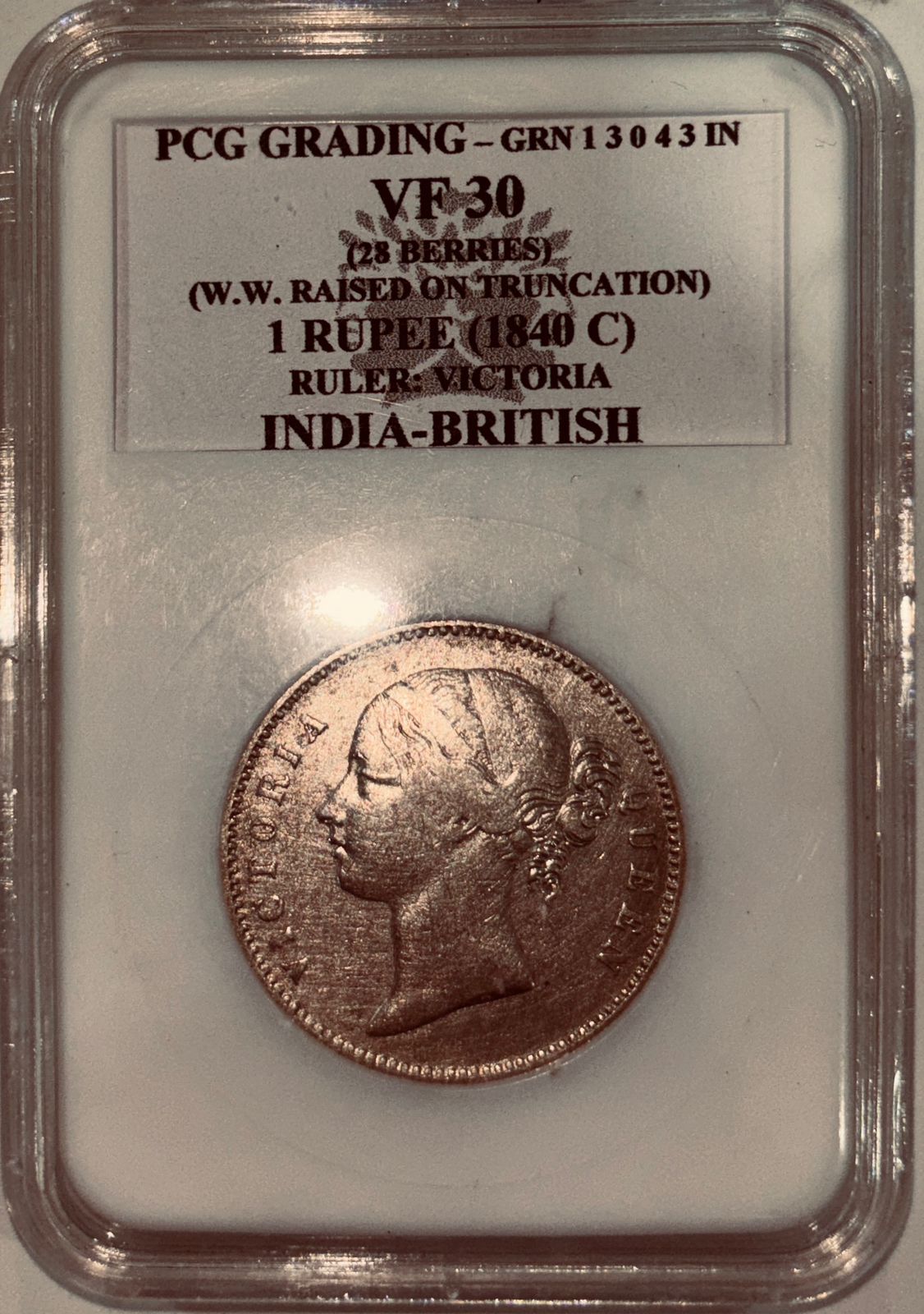 1 Rupee (1840 C) Victoria India-British